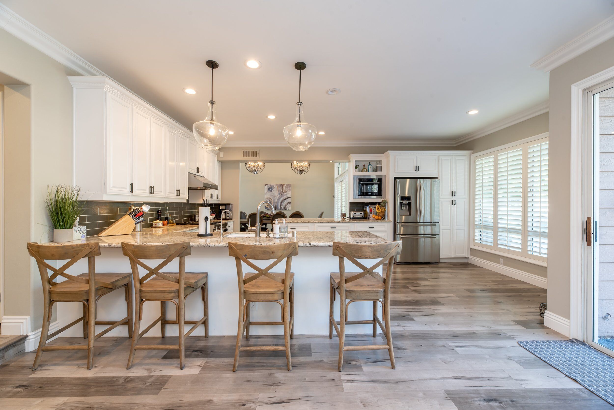 Kitchen Remodel with Apartment Bar Chairs at Counter