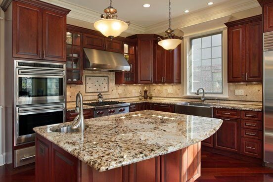 Kitchen remodel with marble center island