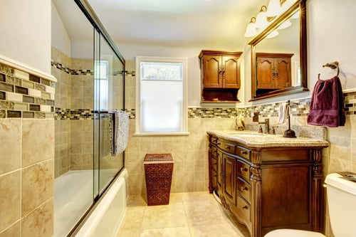 Beautifully remodeled bathroom with marble