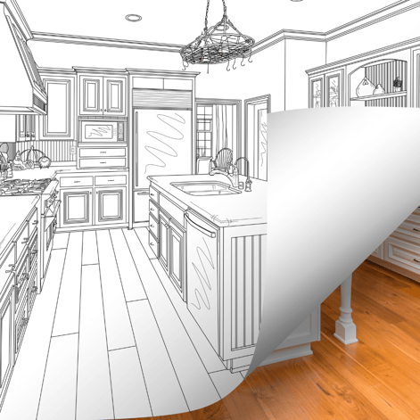 Sketch of kitchen design