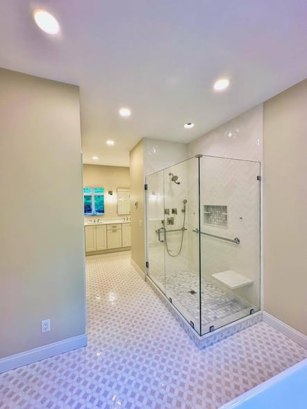 Walk-In Large Glass Surround Shower in Cape Cod Bathroom Remodel