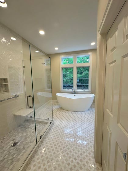 Walk-In Shower with Standalone Tub by atdesignremodel